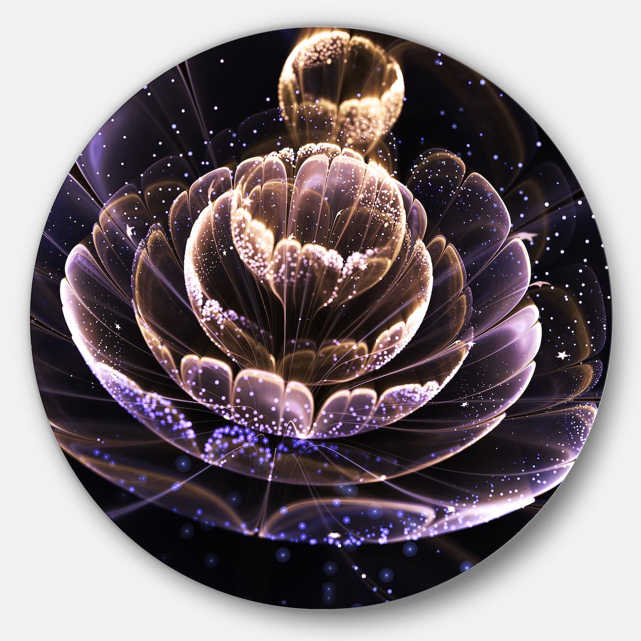 Designart - Purple Ideal Fractal Flower with Pollen' Floral Metal Circle Wall Art